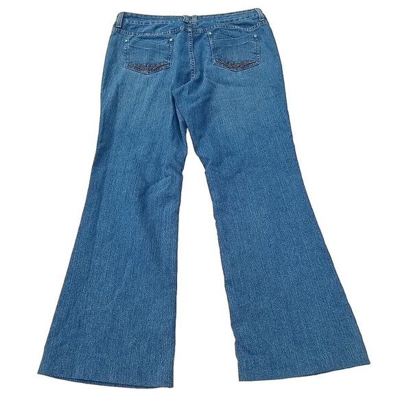 KIKIT Jeans Women 12 (36x29) Stretch Boot Cut Denim Blue Embroidered Pockets Y2K - Picture 14 of 16